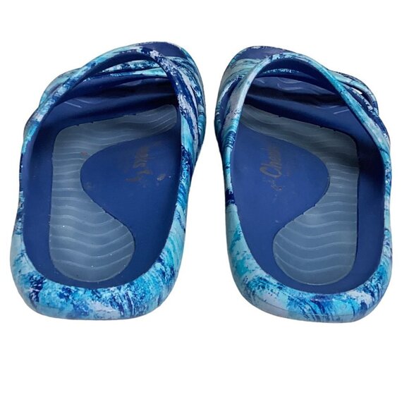 Cheeks Health Sandals Tony Little Sz 10 Blue Slides 3-Strap 169K - Picture 5 of 7